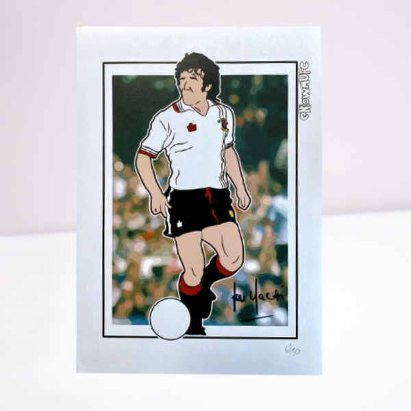 Lou Macari 1977 Cartoon Signed Artwork
