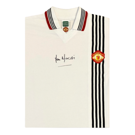 Lou Macari 1977 White Away Signed Shirt