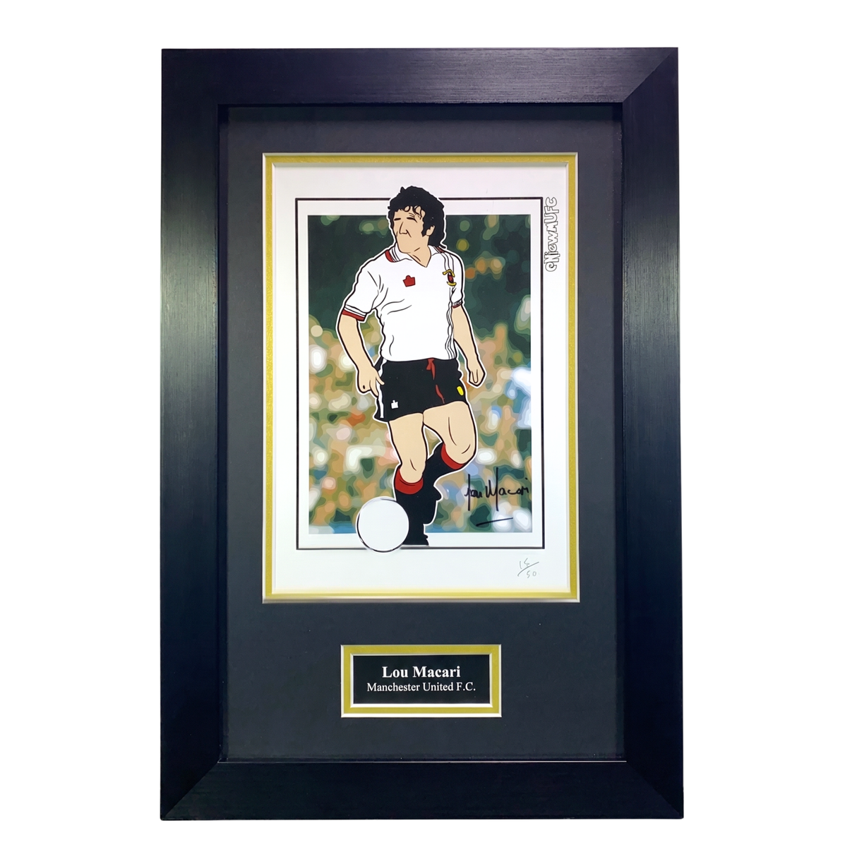 Lou Macari 1977 Cartoon Signed Artwork (M)