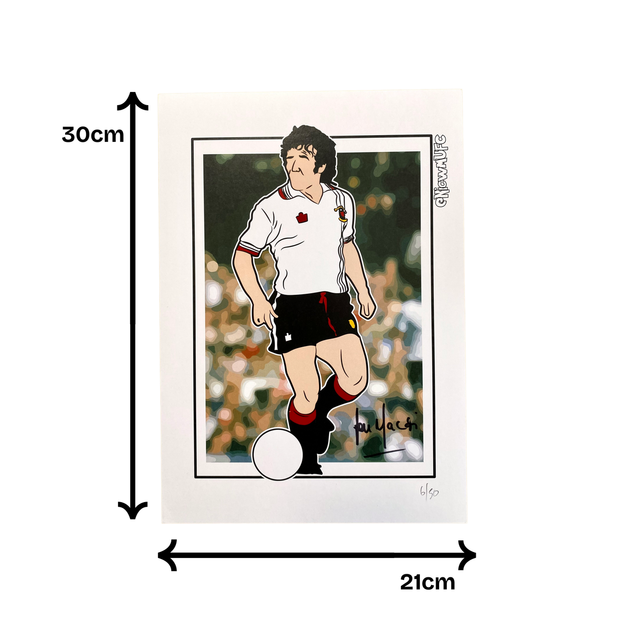 Lou Macari 1977 Cartoon Signed Artwork (M)