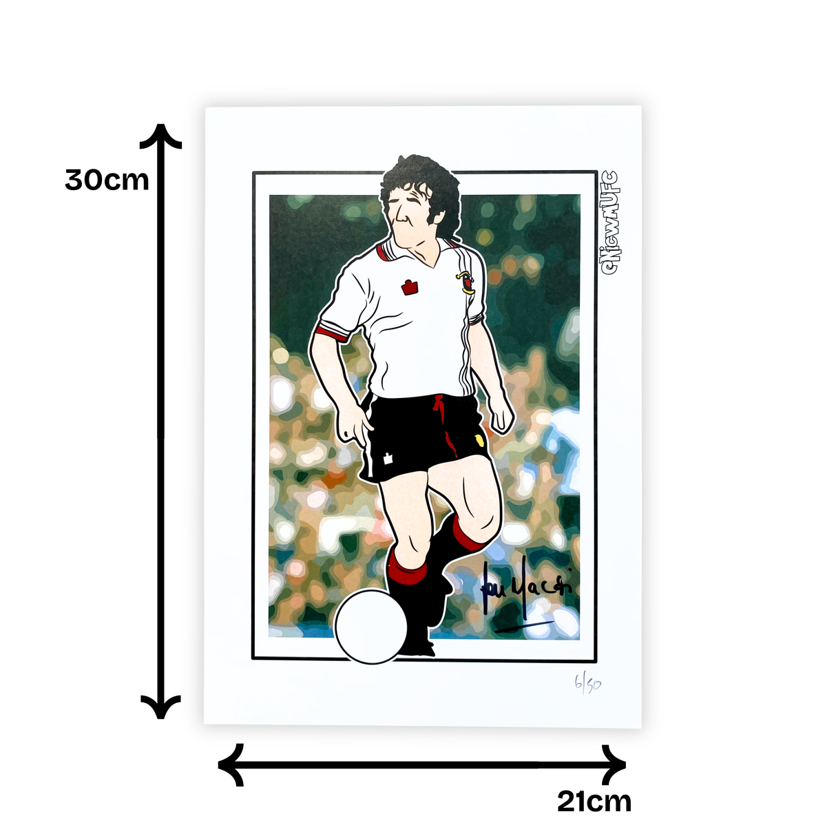 Lou Macari 1977 Cartoon Signed Artwork (M)