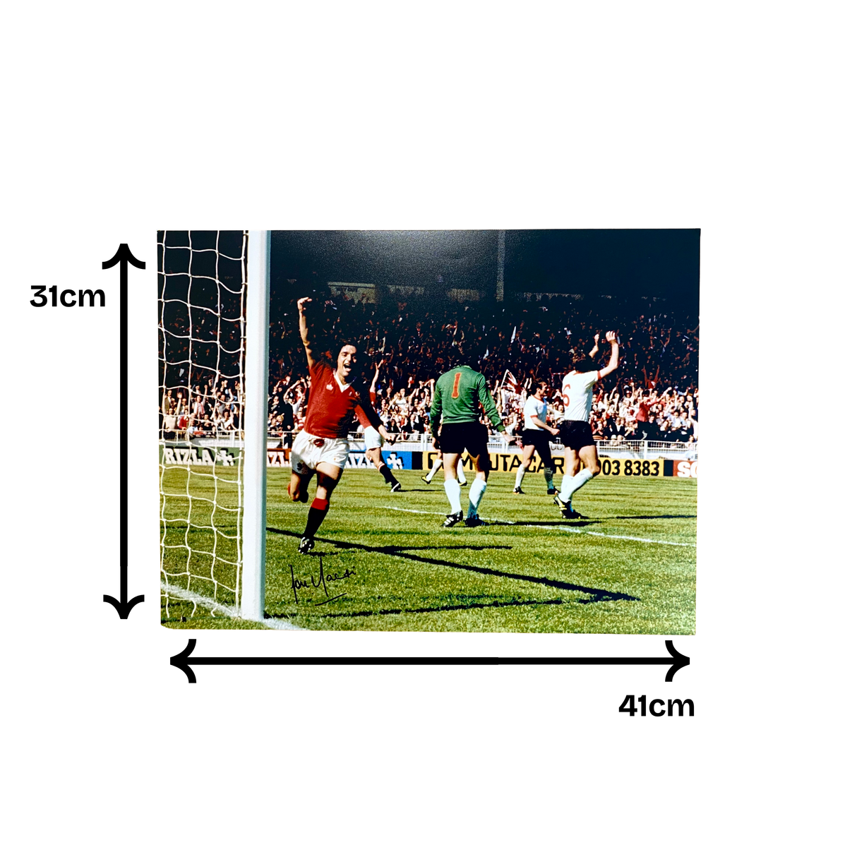 Lou Macari Signed 1977 FA Cup Final Celebration Photo Print (L)