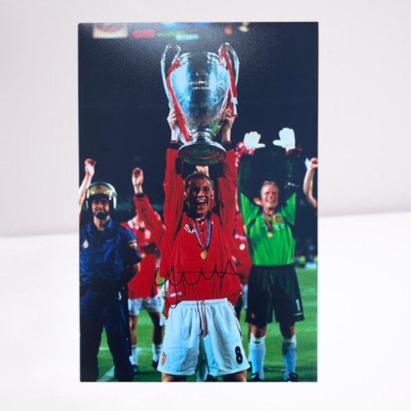 Nicky Butt Signed 12" x 8" 1999 UCL Final Trophy Photo