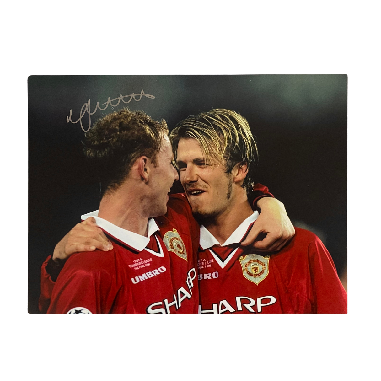 Nicky Butt 1999 UCL Final Signed Photo (with Beckham) (L)