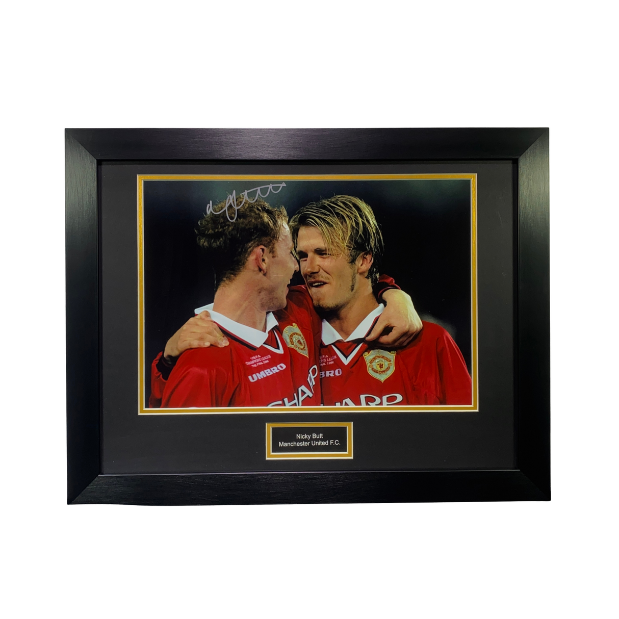 Nicky Butt 1999 UCL Final Signed Photo (with Beckham) (L)