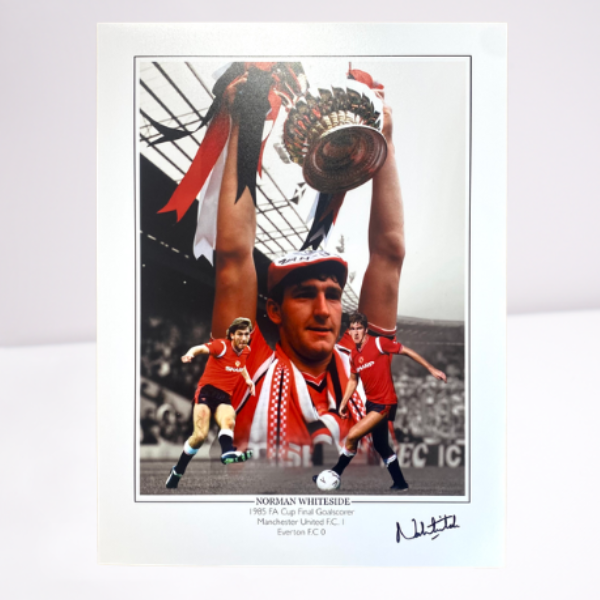 Norman Whiteside 1985 FA Cup Final Trophy Signed Print