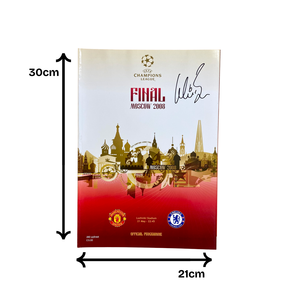 Official Matchday Programme 2008 UCL Final (Moscow) Hand Signed by Wes Brown (M)