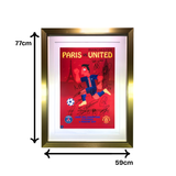 PSG vs Utd - Match Poster signed by 16 Framed Print