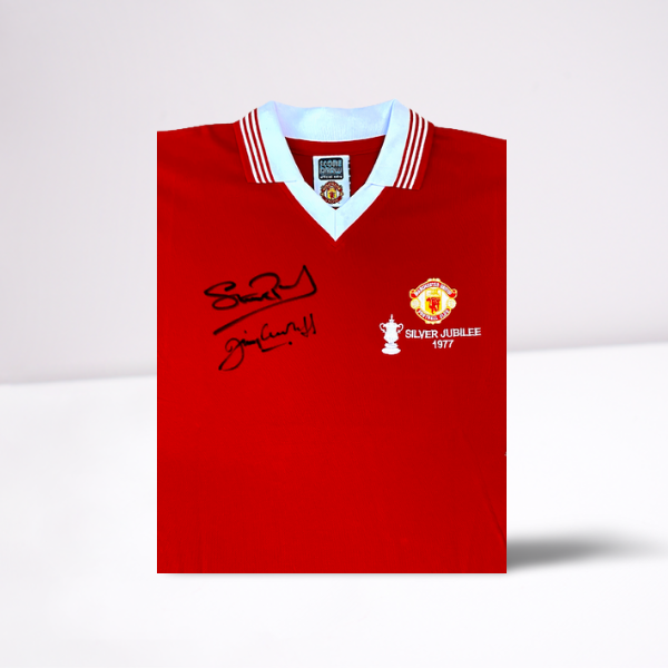 1977 FA Cup Final shirt signed by goalscorers Stuart Pearson & Jimmy Greenhoff