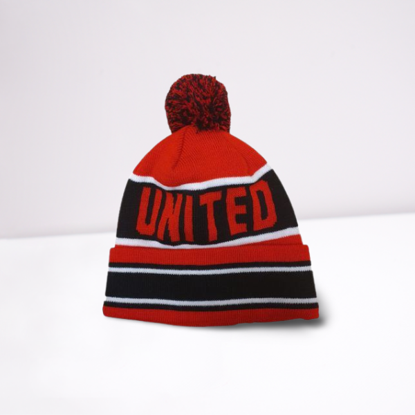Manchester United Bobble Hat - Red & Black Bar