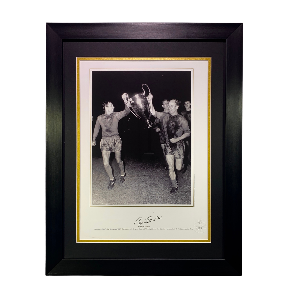 Sir Bobby Charlton Signed Manchester United 1968 European Cup Final - Trophy Photo Print (L)
