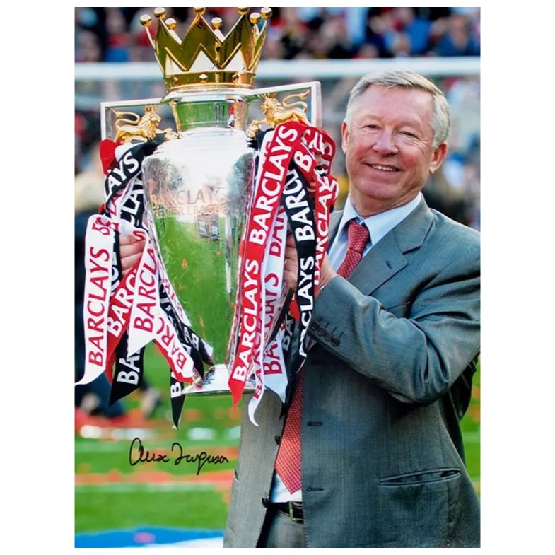 Sir Alex Ferguson Premiership Trophy Signed Photo