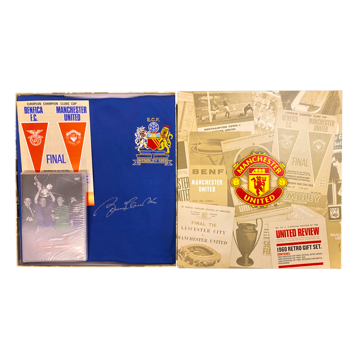 Sir Bobby Charlton Hand Signed 1968 European Cup Final Shirt Box Set