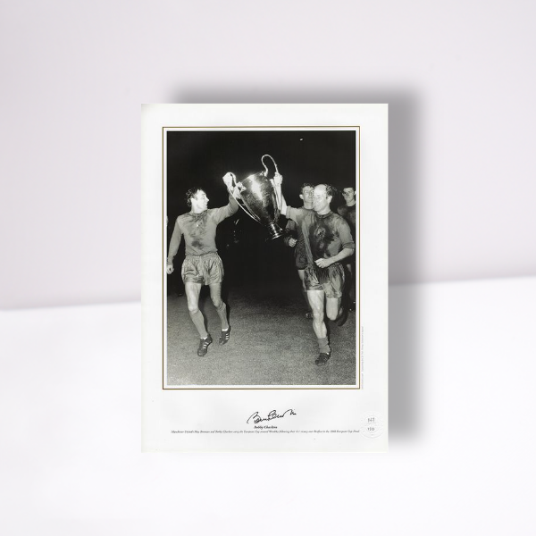 Sir Bobby Charlton Signed Manchester United 1968 European Cup Final - Trophy Photo Print