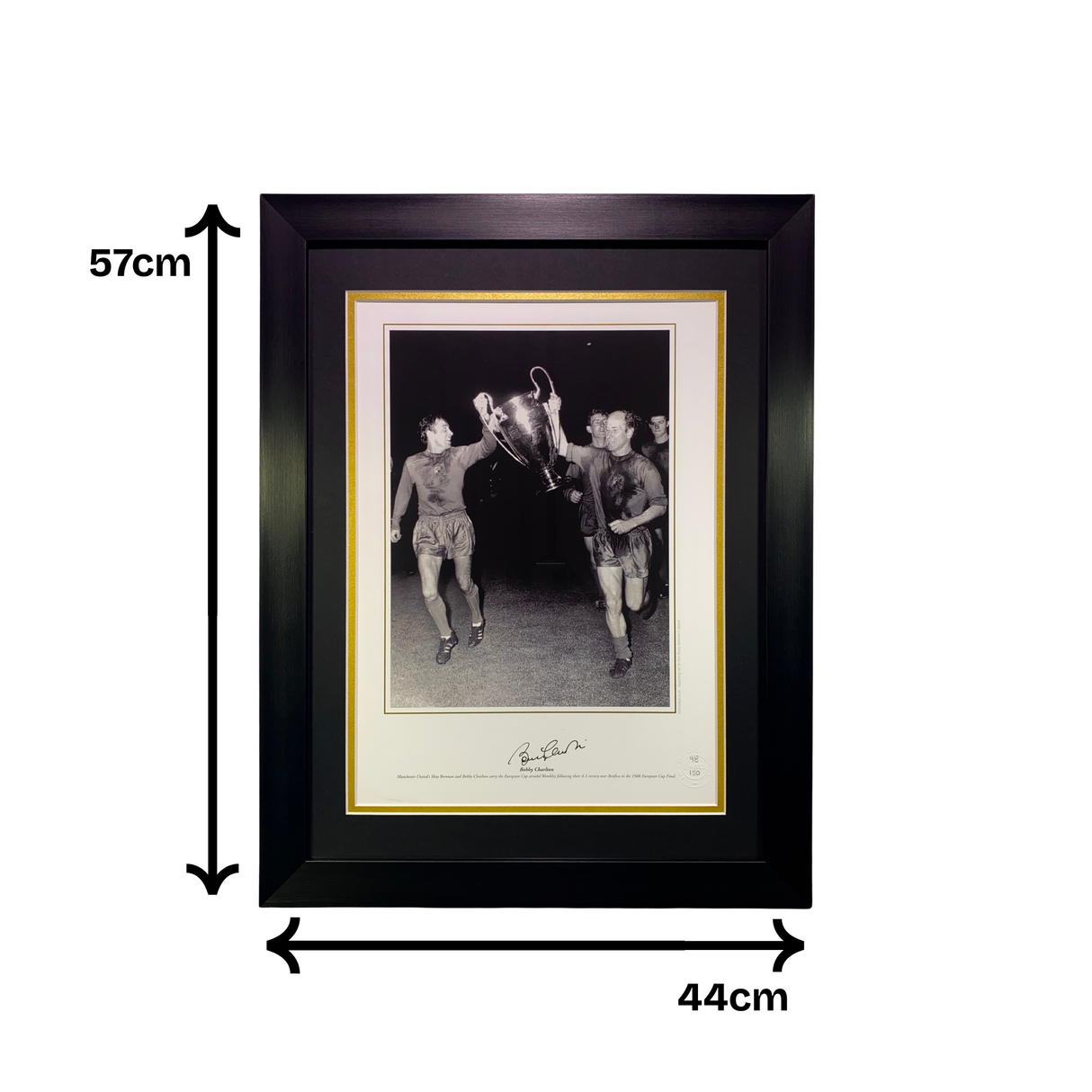 Sir Bobby Charlton Signed Manchester United 1968 European Cup Final - Trophy Photo Print (L)