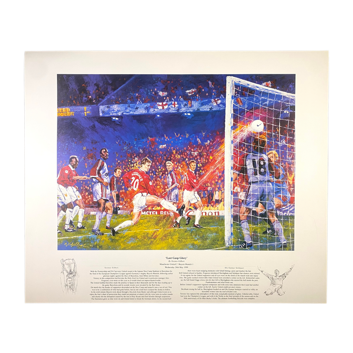 Ole Gunnar Solskjaer 1999 "Last Gasp Glory" Artwork Print (XL)