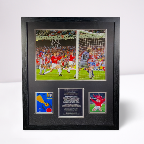 Ole Gunnar Solskjaer Signed & Framed 1999 Treble Winning Goal photo print