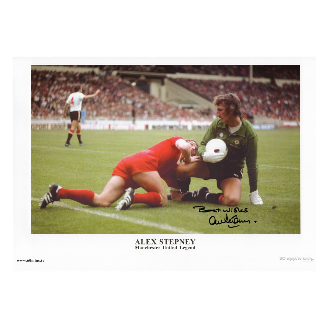 Alex Stepney hand signed large photographic print - 1977 FA Charity Shield