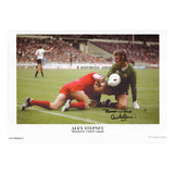 1977 FA Charity Shield Print Signed by Alex Stepney (L)