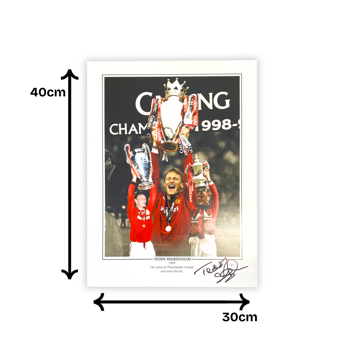 Teddy Sheringham Signed Print - "He Came To Man United And Won The Lot" (L)