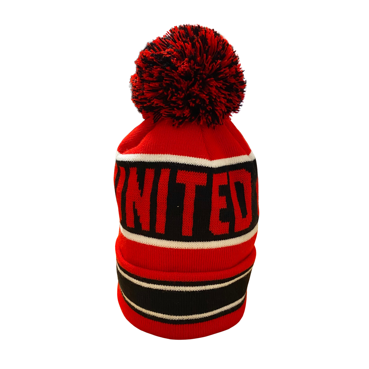 United Bobble Hat - Red & Black Bar