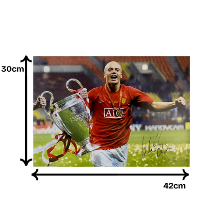 Wes Brown Signed 2008 UCL Final Trophy Celebration Print (L)