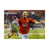 Wes Brown Signed 2008 UCL Final Trophy Celebration Print (L)