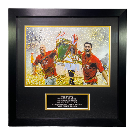Wes Brown Signed 2008 UCL Final Trophy Celebration with Ronaldo (L)