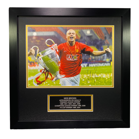 Wes Brown Signed 2008 UCL Final Trophy Celebration Print (L)