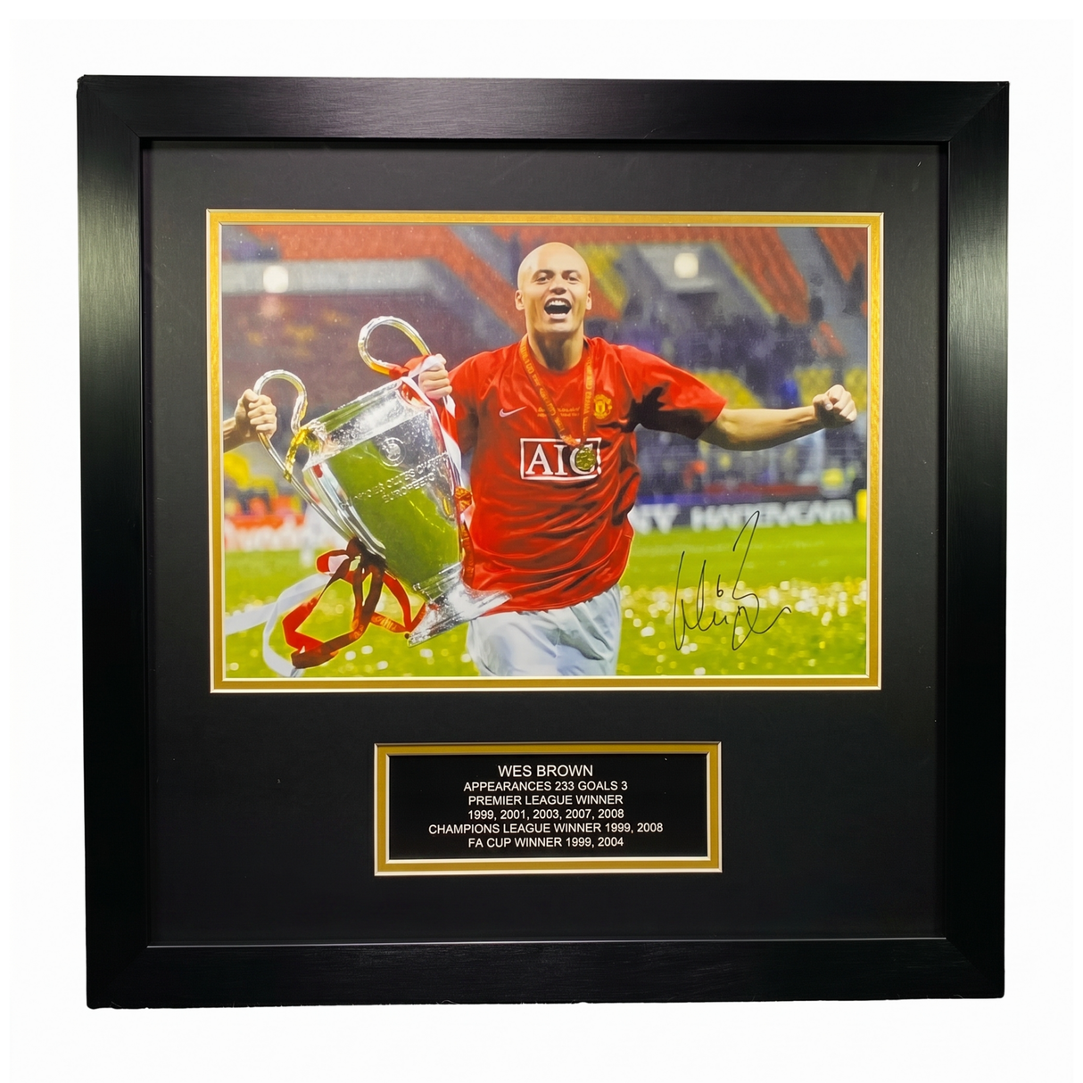 Wes Brown Signed 2008 UCL Final Trophy Celebration Print (L)