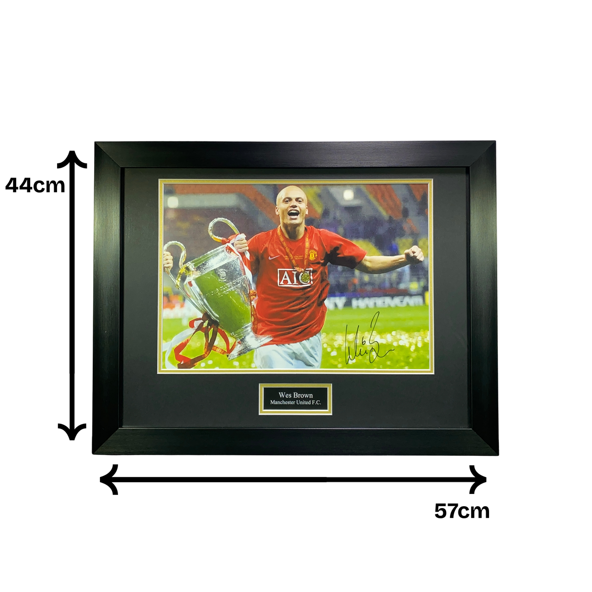 Wes Brown Signed 2008 UCL Final Trophy Celebration Print (L)