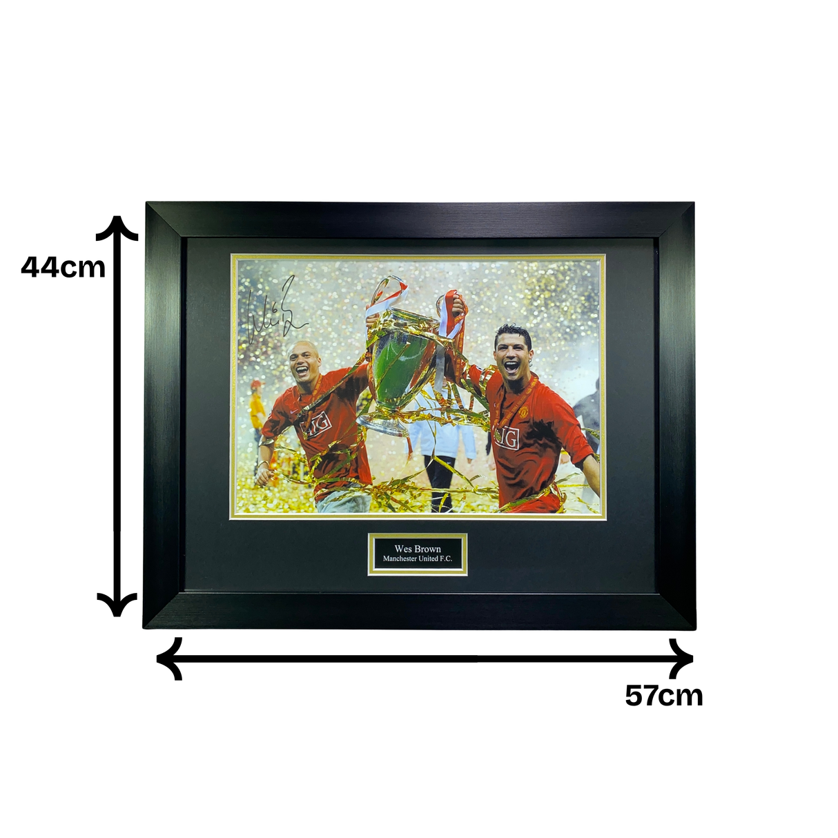 Wes Brown Signed 2008 UCL Final Trophy Celebration with Ronaldo (L)