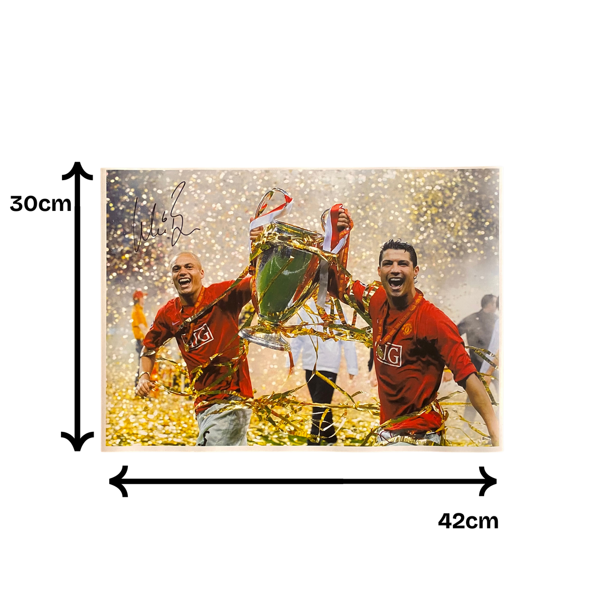 Wes Brown Signed 2008 UCL Final Trophy Celebration with Ronaldo (L)