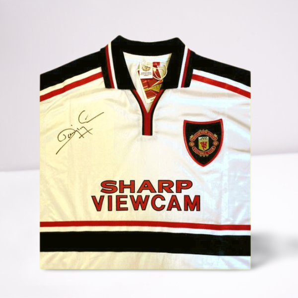 Dwight Yorke Hand Signed 1999 White Away Shirt