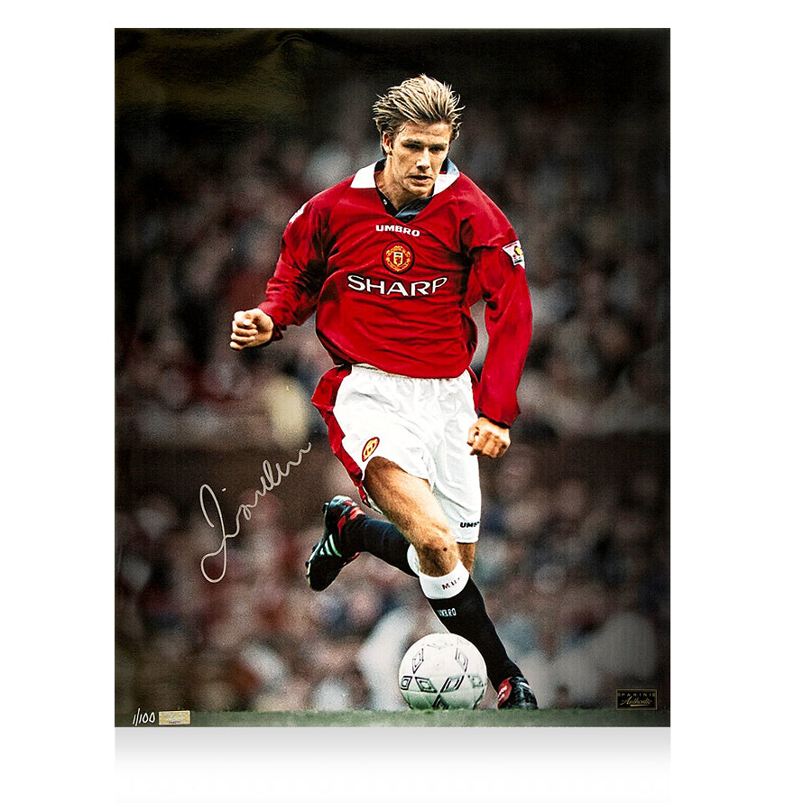 David Beckham Signed Manchester United Photo: Old Trafford Legend
