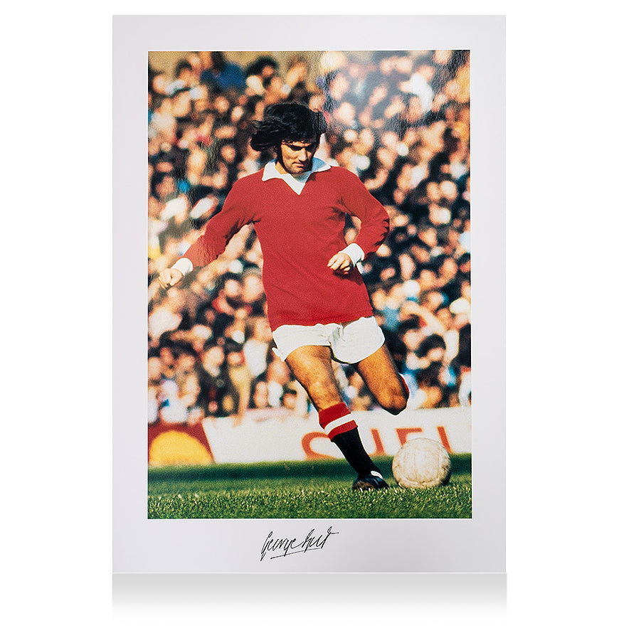 George Best Signed Manchester United Print: Portrait of a Legend